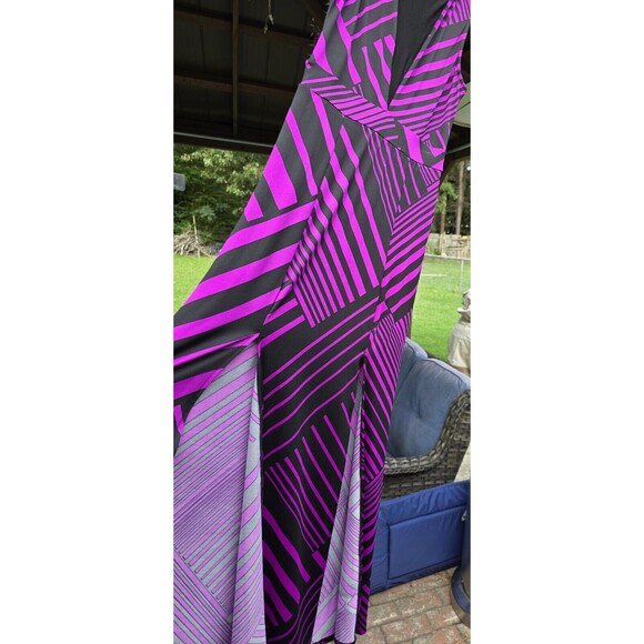 Bailey Blue Stripe Sleeveless Maxi Dress Chevron Medium M PreOwned Black Magenta - Picture 2 of 6